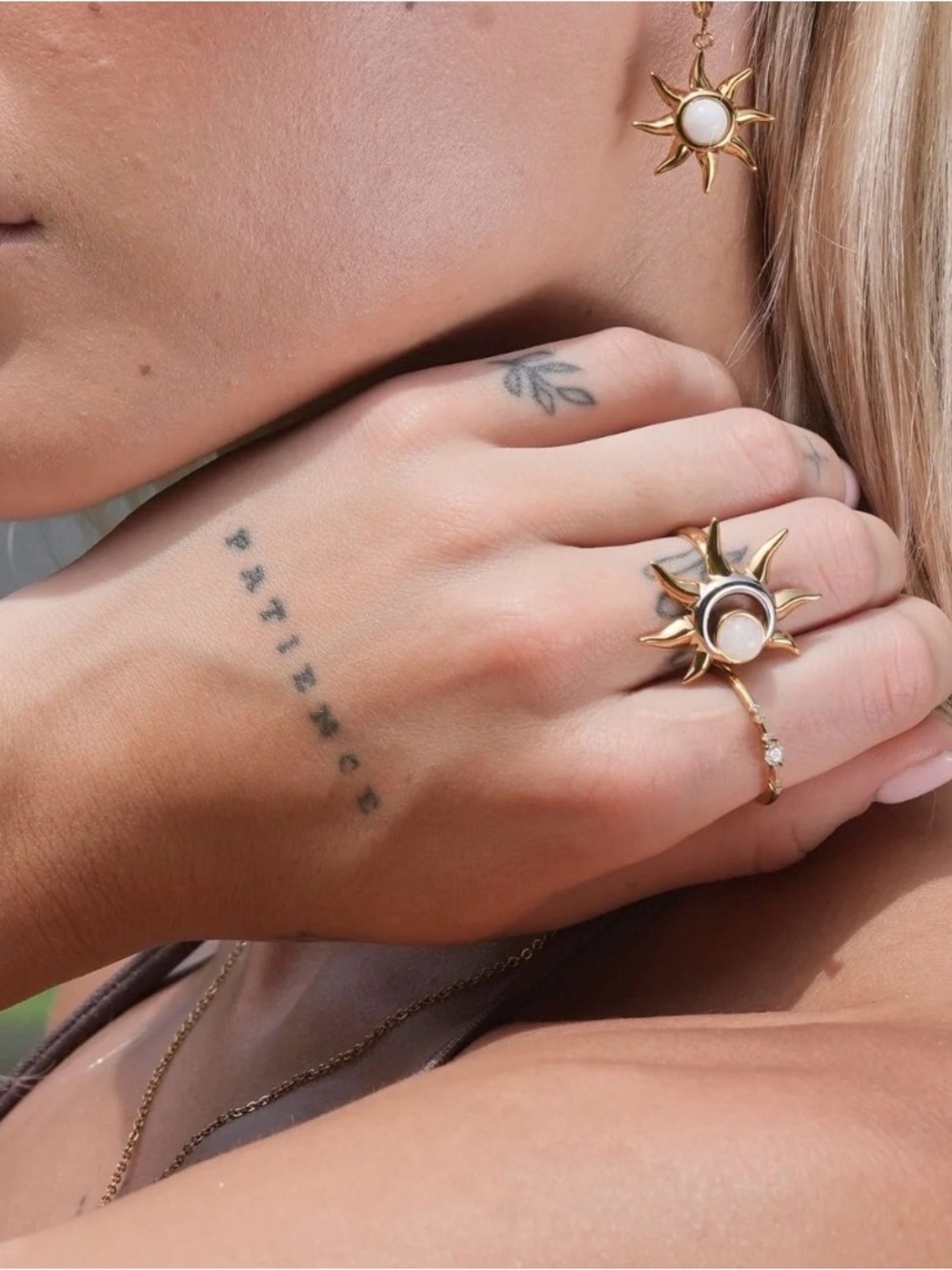 Gold Sunburst Ring with Moonstone Center